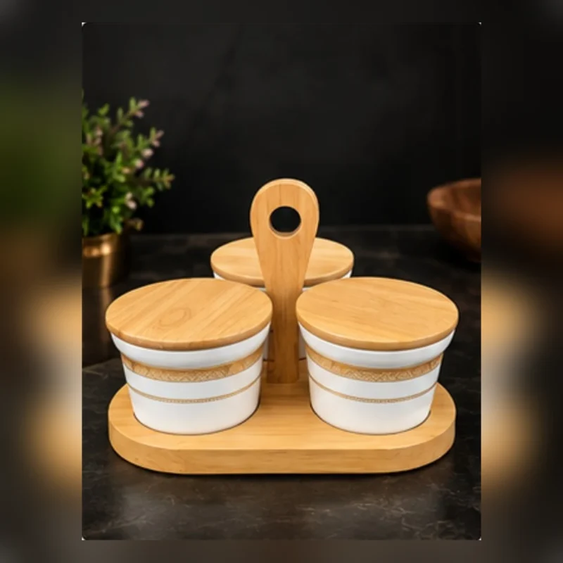 Trio Candy Jar Set | 3 Jars with Handled Stand