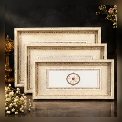 Kohinoor Decorative Tray Set | 3-Piece Nesting Trays