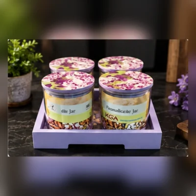 Orchid Glass Candy Jar Set | 4 Glass Jars with Printed Lids